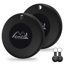 Bluetooth Tracking Tag with Leather Keychain, MFi Certified Key Finder Locator, Luggage Tracker, Works with Find My App iOS Only, Item Finder for Car Keys, Bags, Backpacks, 2-Pack