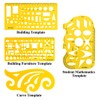 Swpeet 18Pcs Plastic Yellow Geometric Drawings Templates Kit, 10 Different