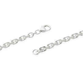 NKlaus Anchor Chain Necklace Solid 925 Sterling Silver Diamond-Coated 3.80 mm Wide, Sterling Silver