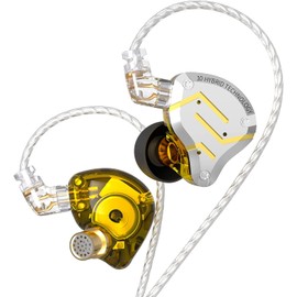 KZ ZS10 Pro - Auriculares con monitor de oído, 4BA+1DD, auriculares de metal HiFi con cable C de 2 pines desmontable (dorado, sin micrófono)