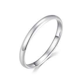 MINDDHA Silver Rings for Women, Wedding Band, Stackable, Knuckle, Dainty Thumb & Pinky Rings, Non Tarnish 2mm Band Size 4