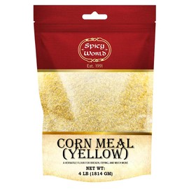 Spicy World Yellow Corn Meal Medium Grind 4 Pound (64oz) - Great for Cornbread, Muffins