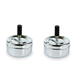 Set of 2 Rotating Ashtrays, Wind Ashtrays, Metal Chrome-Coloured 9 cm Diameter