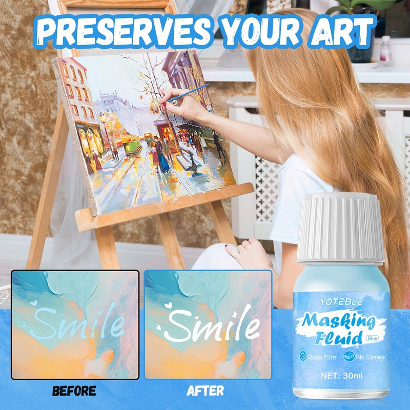 YOTEBLE Watercolor Masking Fluid, Water Based Latex and Easy Peel-Off,