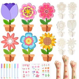 12 Pack Flower Wood Crafts to Paint, Unfinished Wood Cutouts Ornament Flower Wood Slices for Fall Home Crafts Brithday Surprise DIY Crafts Home Table Centerpiece Tiered Tray Decoration