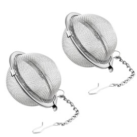 CIXLOGIC 2pcs Stainless Steel Tea Strainer Infuser Balls Fine Mesh Tea Filter with Extended Chain and Hook, Leaf Tea Strainer for Loose Tea Leaves (2 Inch)