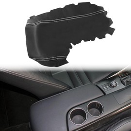 BABERGOU Black Leather Center Console Lid Armrest Cover with White Stitch Compatible with Lexus IS200 IS250 IS300 IS350 2014-2017