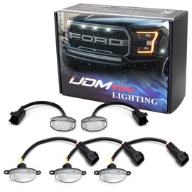 iJDMTOY Clear Lens 60-SMD LED Front Grille Running Lights and Front Fender Flare Side Marker Lights Compatible With 2010-2014 Ford Raptor, Xenon White