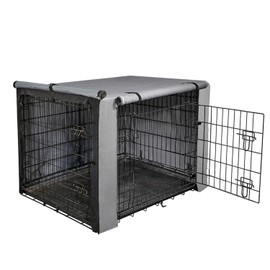 Yotache Dog Crate Cover for 36" Medium Double Door Wire Dog Cage, Lightweight 600D Polyester Indoor/Outdoor Durable Waterproof & Windproof Pet Kennel Covers, Gray