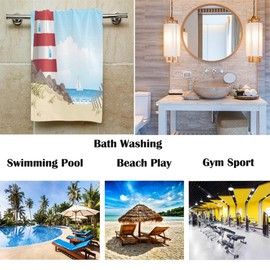 Easter Cross He is Risen Hand Towels Lilies Spring Flower Ultra Soft Bath Towel Highly Absorbent Multipurpose Bathroom Towel for Hand,Face,Gym,Spa, Happy Easter Day Holiday Decor,16x30 IN (Lighthouse)