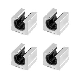 QWORK® Sliding Block, 4 Pieces SBR20UU 20 mm CNC Linear Ball Bearing Block Aluminium Alloy Plummer Block Bearing, Linear Ball Bearing, Movable Ball Sliding Units for 3D Printers, Engraving Machine