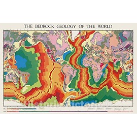Historic Map - Wall Map, World - Geology: Oceanic and Continental - Tectonics 1985 - Vintage Wall Art - 44in x 28in