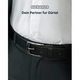 PHILIPSONS Premium Genuine Leather Belt for Men, 35 mm Wide, Suit Belt, Classic and Durable, Can Be Shortened, Black (black 4)