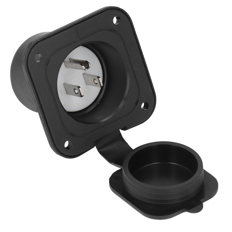 2 Pole 3 Wire Flange Power Inlet Straight Blade Receptacle