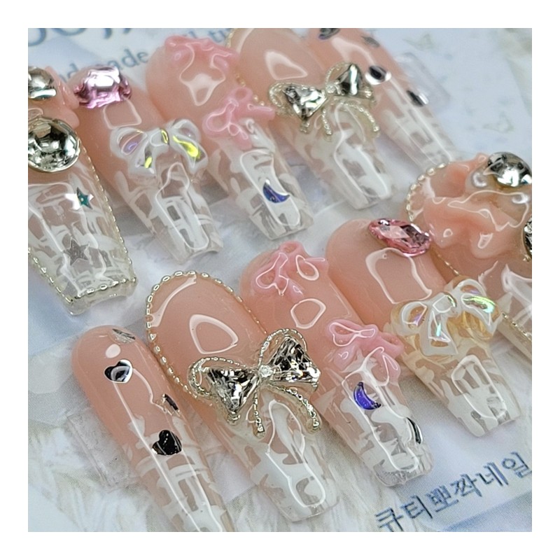Royal Ribbon Handmade Nail Tips - Water Drop / 로열리본