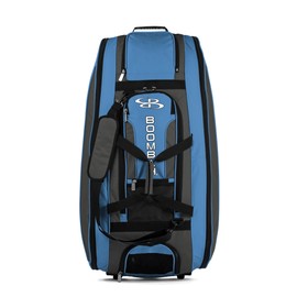 Boombah Beast Rolling Bat Bag - 40" x 14" x 13" - BB2C23 Charcoal/Columbia - Holds 8 Bats, Glove and Shoe Compartments