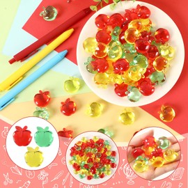 BOARDFEB 60pcs Mini Apples, Fake Apples Artificials Red Yellow Green Fake Fruit Acrylic Decor Back to School Crafts Ornaments for Vase Filler Ice Rocks Party Supplies Home School Table Decor