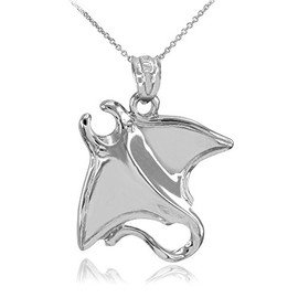 Fine 925 Sterling Silver Sting Ray Pendant Necklace, 18"