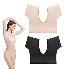 VINELEA 2pcs Women’s Underarm Sweat Vest with Cup Size Armpit Sweat Proof Pads (UK, Alpha, M, Regular, Regular, Black Beige)