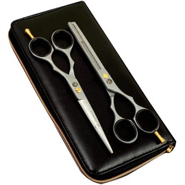 K5 International Hair Scissors Set Professional Hair Cutting Scissors Barber Shears Japanese Stainless Steel Razor Edge Scissors for Hair Salon, Men, Women and Kid’s (2 Piece Set)