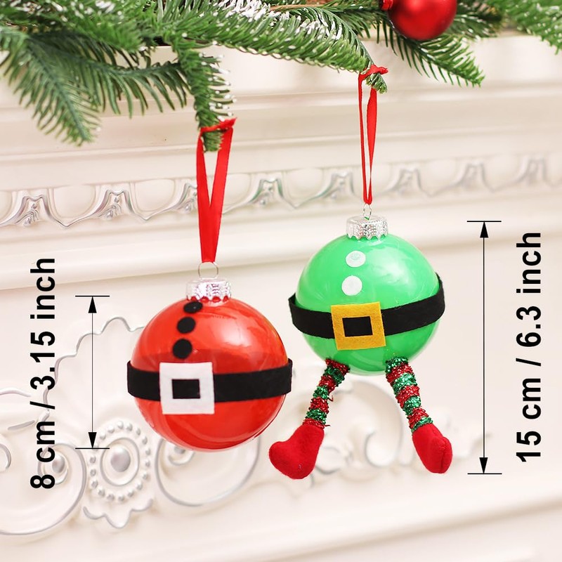 Fassory 3 Pcs 8cm Santa & Elves Christmas Baubles, Hanging