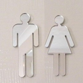 Super Cool Creations Male & Female Toilet Door Sign Mirrors - 12cm x 5cm