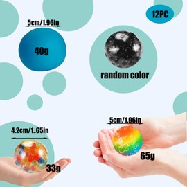 12Pcs Stress Balls for Adults, Toys for Kids Adults Stress Relief, Stress Ball for Relief Party Favors Gifts, Squishy Balls, Improve Focus During Work, Sensory Balls for Anxiety Relief