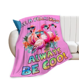 Flamingo Decor Gifts - Flannel Fleece Fuzzy Flamingo Throw Blanket, Soft, Warm, Cozy, Plush, Cool Animal Blanket for Bed, Couch, Stuffed Decoration, Girls, Kids, Adult, 50"x40"