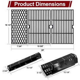 Hiorucet 24" to 30" Grease Tray Grill Parts Kit for Dyna Glo 5 Burner DGH474CRP DGH483CRP DGH485CRP, Adjustable Drip Pan, Cast Iron Grill Grates Heat Plates for Dyna Glo Grill Replacement Parts