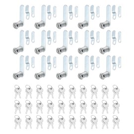 PATIKIL 1-3/8" Cerraduras de Gabinete con Llaves Juego de 15 Cerraduras de Leva de Aleación de Zinc para Gabinete Cajón de RV Puerta de Almacenamiento Plateado