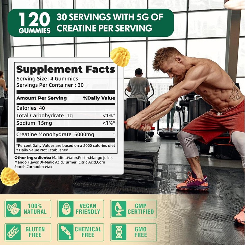 NSF Certified Creatine Gummy 5g - Creatine Monohydrate Gummies for