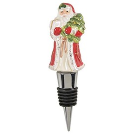 Spode Christmas Tree Santa Figural Bottle Stopper - Beverage & Wine Stopper, Ideal Christmas Home Décor, Holiday Wine Tools & Xmas Gift for Wine Lovers - Decorative & Reusable Bottle Stopper