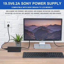 19.5V Power Supply Cord Compatible with Sony KDL-55W805C KD-55X720E KDL-55W800C XBR-43X800E XBR-43X800D XBR-49X800E XBR-49X800D XBR-55X850D KD-43X720E TV Supply Adapter Charger