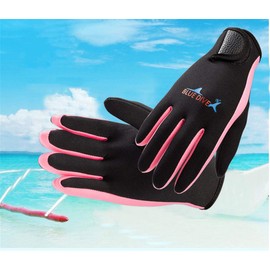 EXCEREY Dive & SAIL 1.5mm Five Finger Glove Neoprene Gloves Premium Scuba Diving Winter Gloves for Diving Snorkeling Paddling Surfing Kayaking Canoeing Spear Fishing Skiing (Pink, L)