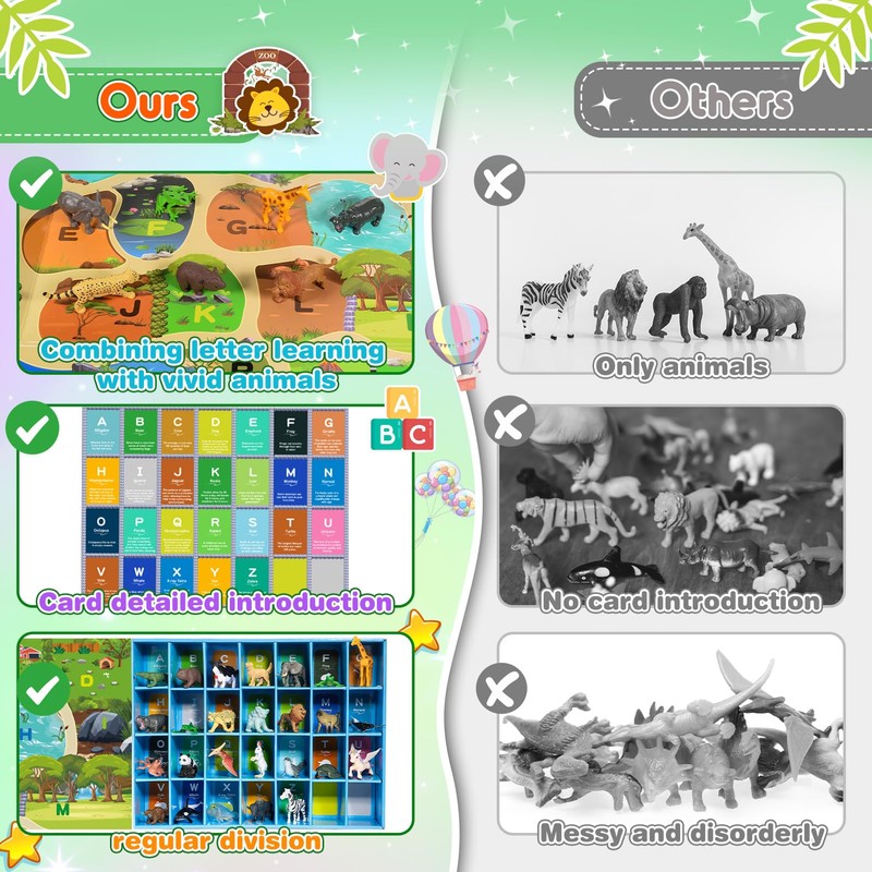 SnapGlowz Farm Animal Toys, Animal Figures Alphabet Learning Toys for