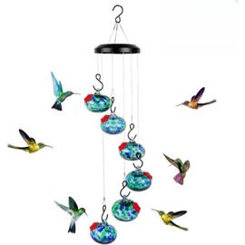 Wind Chimes Hummingbird Feeders - Enchanting 2025 Window Bird Feeders for Viewing, Outdoors Hanging Ant Proof, Outside Feeders for Hummingbird Lovers (Blue)