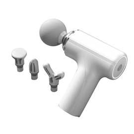 Fascia Massage Gun 4 Heads Adjust Strength Speed Reduce Fatigue Deep Tissue Muscle Massager White