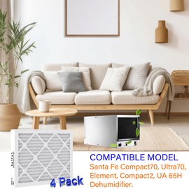 BLUTENET 9 x 11 x 1 MERV 13 Replacement Dehumidifier Filter for Santa Fe Compact70, Ultra70, Element, Compact2, UA 65H Dehumidifier Models, New Upgrade, 4 Pack