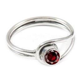 JEWELSTREZORO Granat Edelstein-für Herren und Damen, alle Größen, 925er-Sterling Silber Band Ring, handgefertigter Geschenkartikel, Schmuck TSR368AB_7 (53 (16.9))