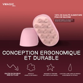 Massage Shampoo Bürste für Kopfhaut, mit weichen Silikonborsten, stimuliert das Haarwachstum und beseitigt Schuppen (Rosa)