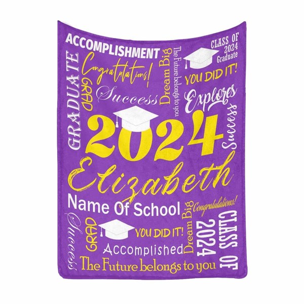 Customize Graduation Blanket for Daughter from Mom, Graduate Blanket Class