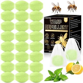 24 Pack Natural Peppermint Oil Wasp & Bee Repellent Outdoor, Carpenter Bee Repellent for Yellow Jackets, Hornets, Mud Wasps Deterrent for Indoor Outdoor Patio Garden Porch, Pet and Human Safe, Green