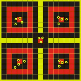 Shooting Targets, 12 x12 inch Splatter Self Adhesive Shooting Target Paper for Range - Reactive Paper Target Easily See Shots Burst Bright Yellow Points (10 Pack)
