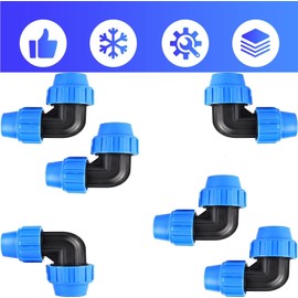 PP Compression Fitting Angle 32 mm PE Pipe, Pack of 6 PP Fitting Screw Connection for PE Pipe 32 mm PE Pipe Screw Connection Angle 90° Plastic PP Coupling