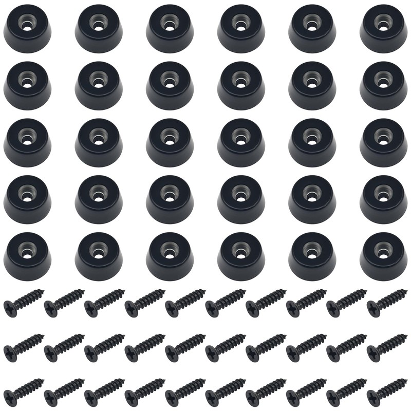 30 PCS Round Rubber Feets with Screws,Rubber Non Slip Furniture