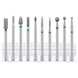 Professioneller Diamant Bits 10 Stück für Nagelfräser,Schleifkörper Set für Maniküre Nagelpflege, Entfernen Nagelhaut Kit,Legierter Wolframstahl Bits