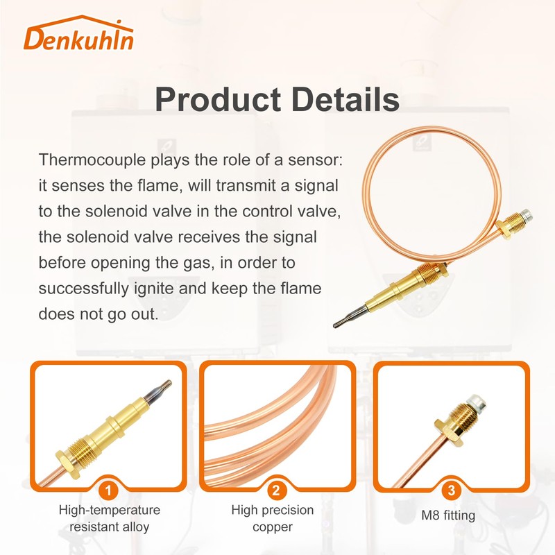 Denkuhin Heat-n-glo Heatilator Thermocouple 27" for Robertshaw Direct Vent Fireplace