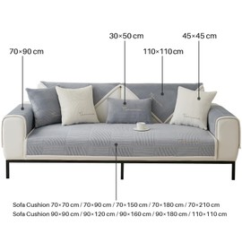 TOPCHANCES Sofa Cover, Universal Non-Slip Couch Cover 1/2/3/4 Seater for L Shape Corner Sofa, Washable Sofa Cover, Dog, Cat, Scratch Protection (Milky Velvet Grey, 70 x 150 cm, 1 Piece)