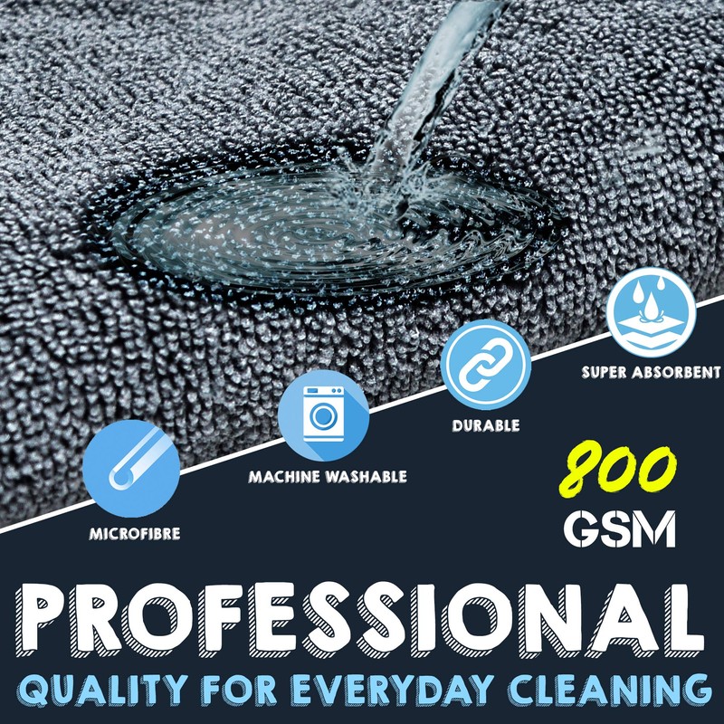 Towelogy Microfibre Car Cleaning Cloths 800gsm High Density CHEMICAL FREE