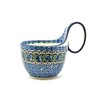 Polish Pottery Loop Handle Bowl - Peacock Feather